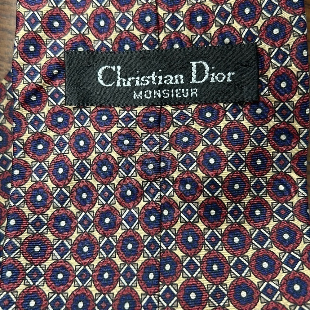 Christian Dior Monsieur All Silk Tie Geometric Design Imported Fabric Vi…